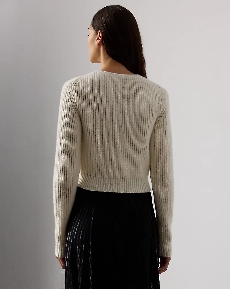 Embroidered Cashmere Cropped Sweater