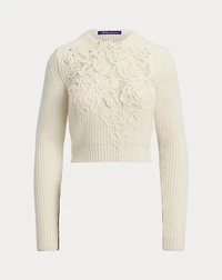 Embroidered Cashmere Cropped Sweater