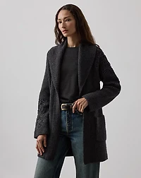 Embroidered Shawl-Collar Cardigan