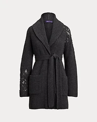 Embroidered Shawl-Collar Cardigan