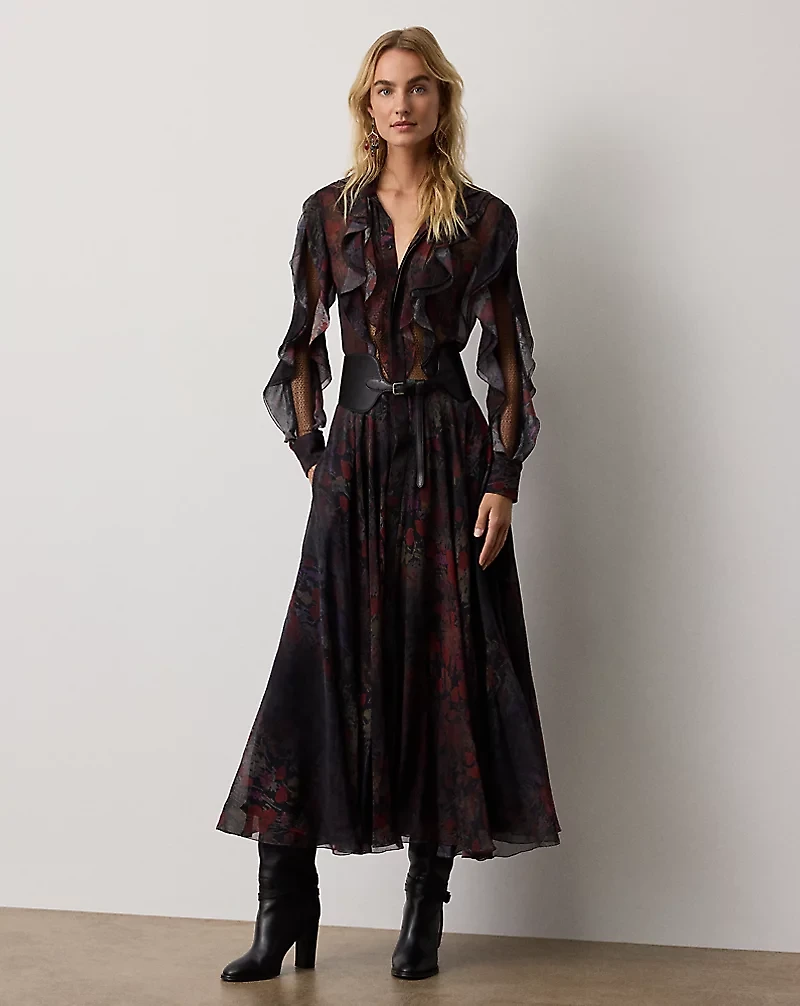 Melony Floral Crinkle Chiffon Day Dress