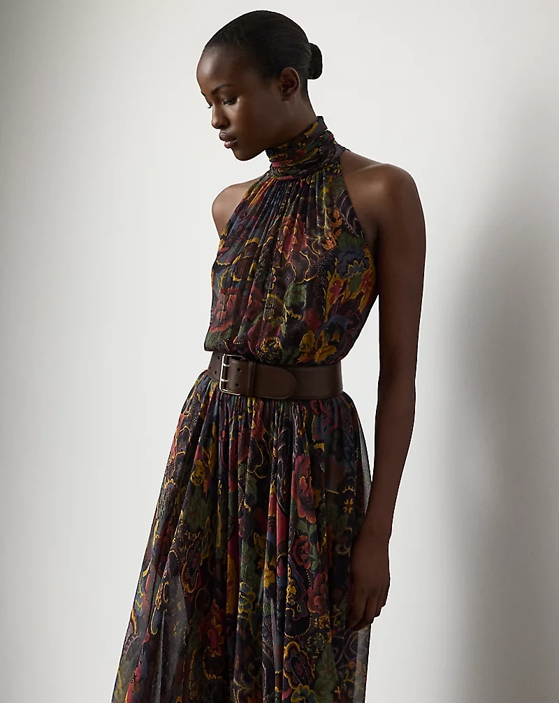 Kylee Paisley Crinkle Chiffon Day Dress
