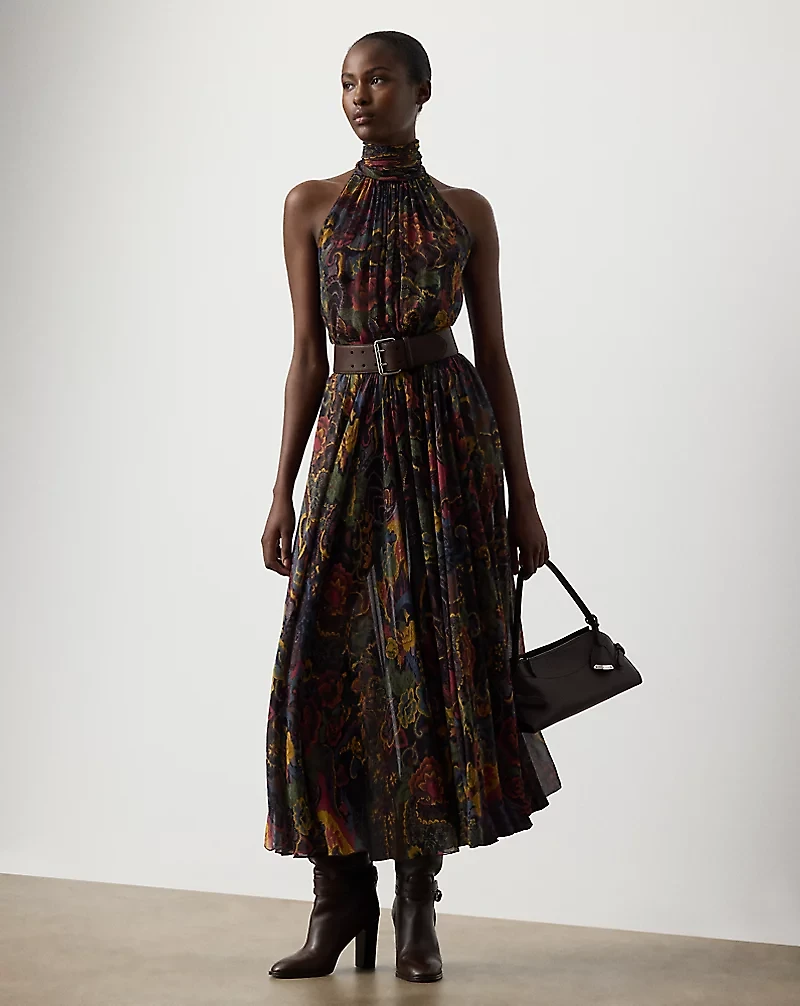 Kylee Paisley Crinkle Chiffon Day Dress