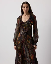 Catia Paisley Pleated Chiffon Day Dress