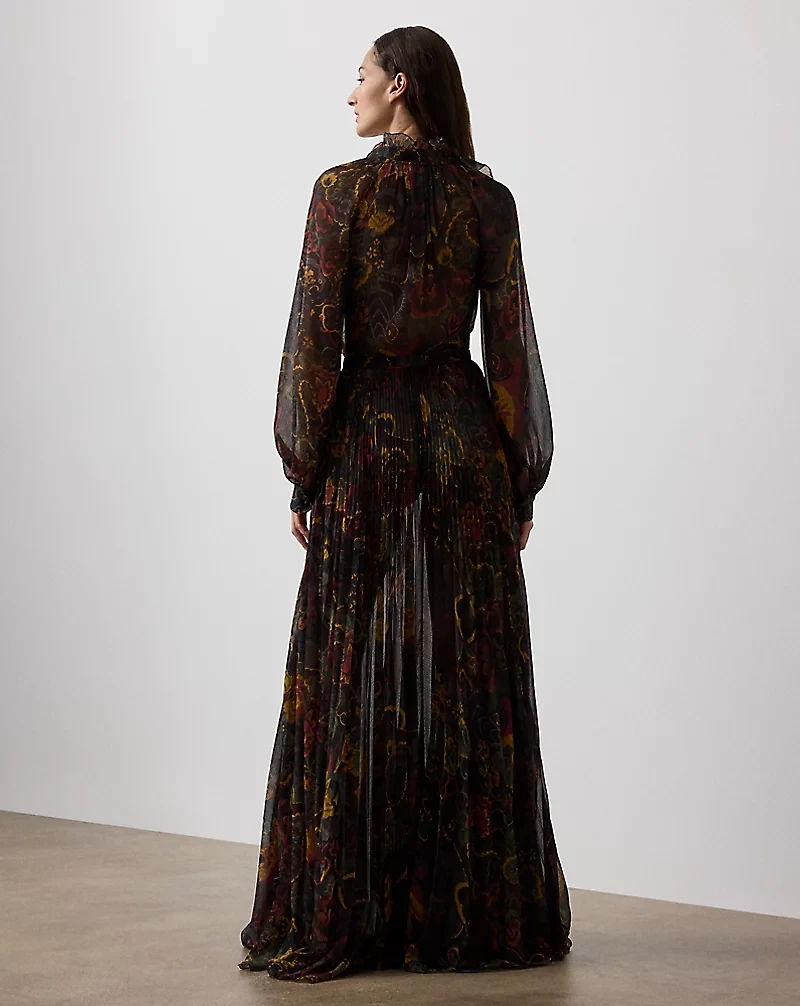 Catia Paisley Pleated Chiffon Day Dress