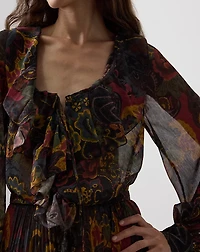 Catia Paisley Pleated Chiffon Day Dress