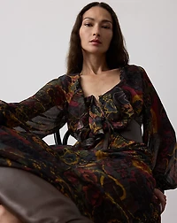 Catia Paisley Pleated Chiffon Day Dress