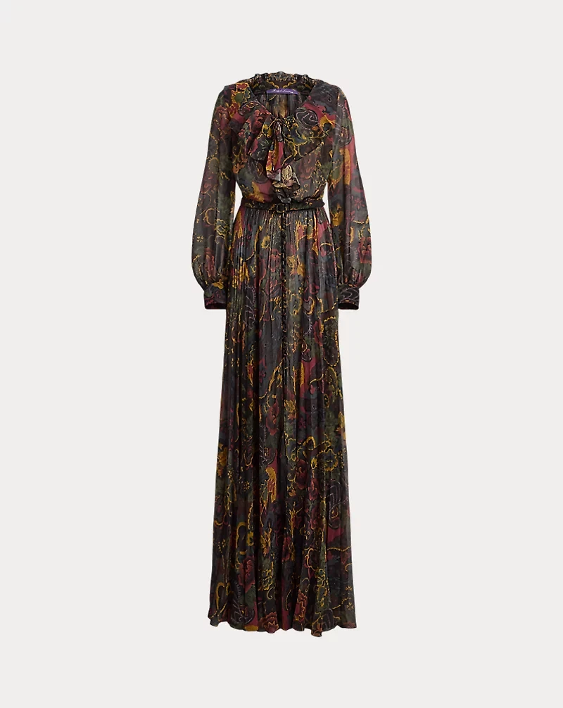 Catia Paisley Pleated Chiffon Day Dress