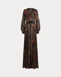 Catia Paisley Pleated Chiffon Day Dress
