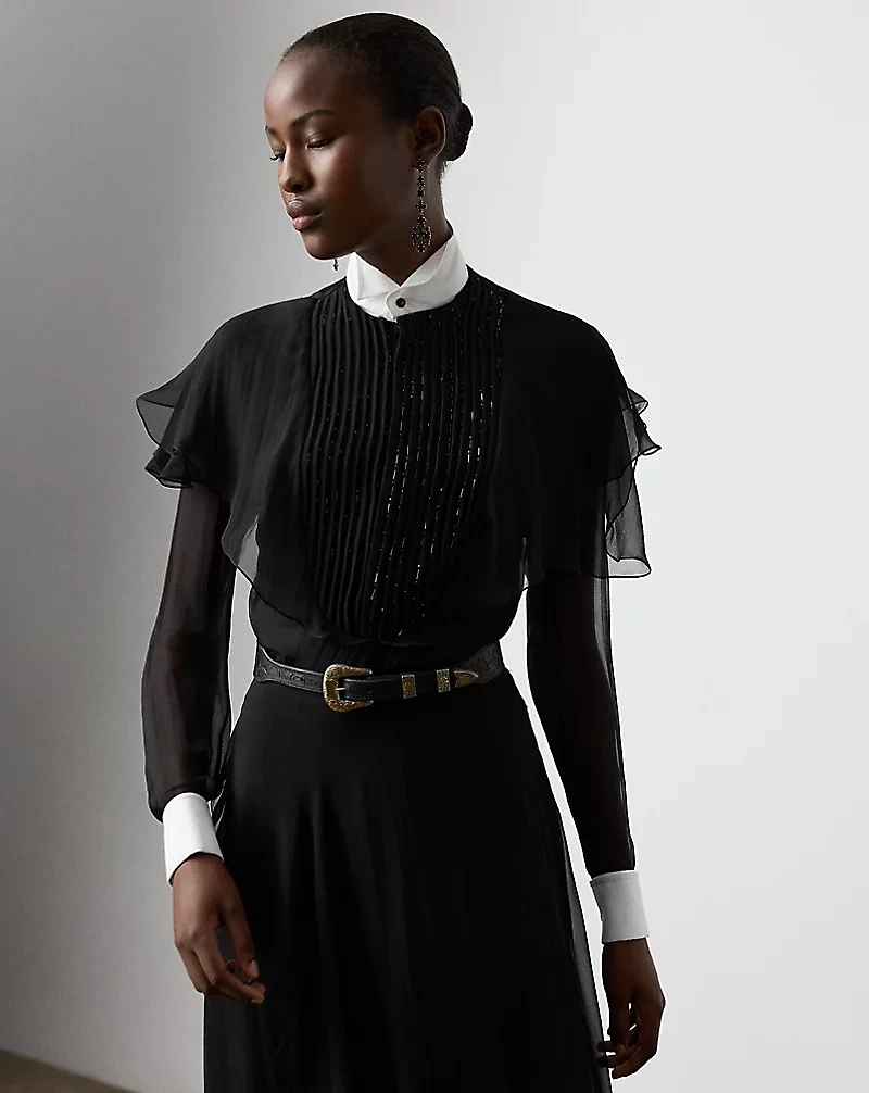 Emala Silk Chiffon Evening Dress