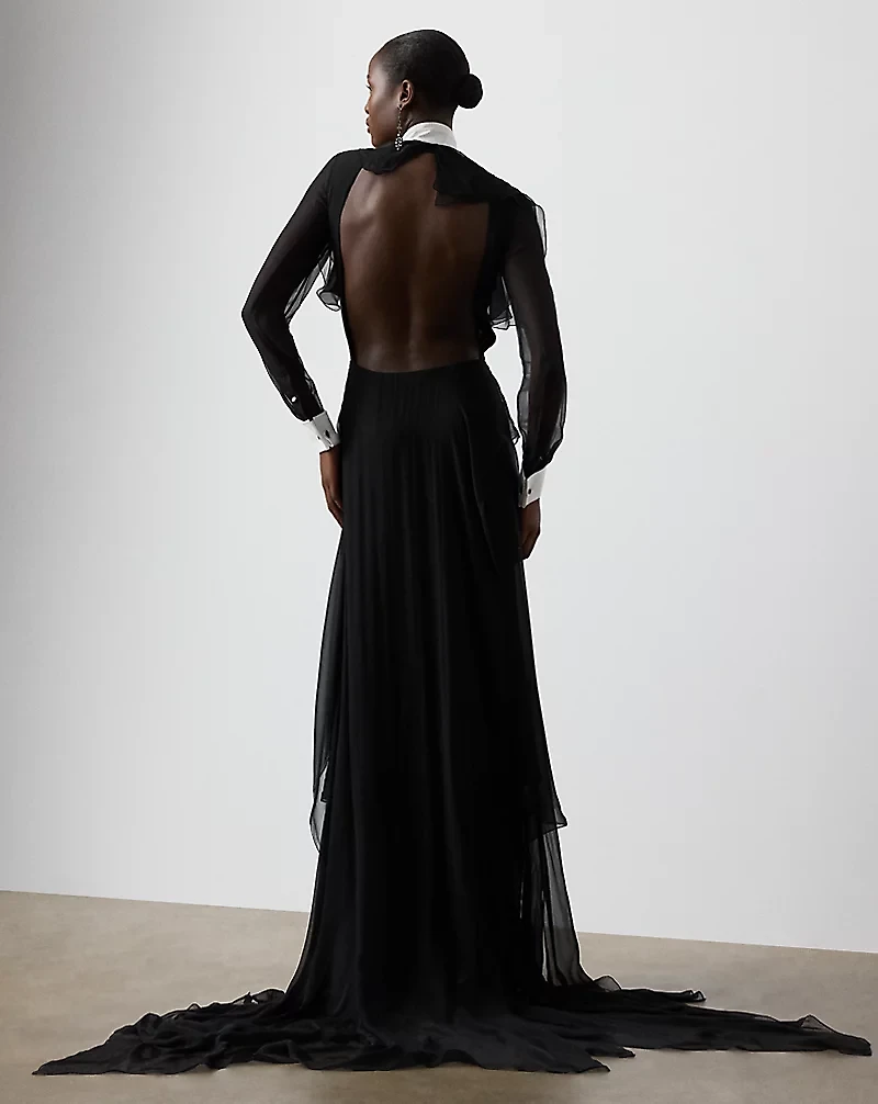 Emala Silk Chiffon Evening Dress