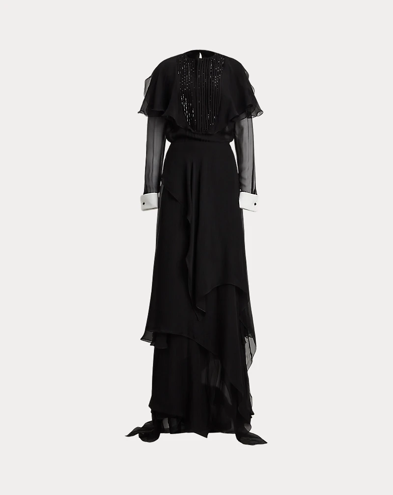 Emala Silk Chiffon Evening Dress