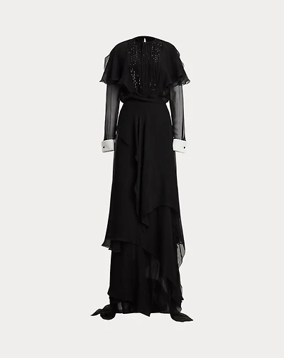 Emala Silk Chiffon Evening Dress