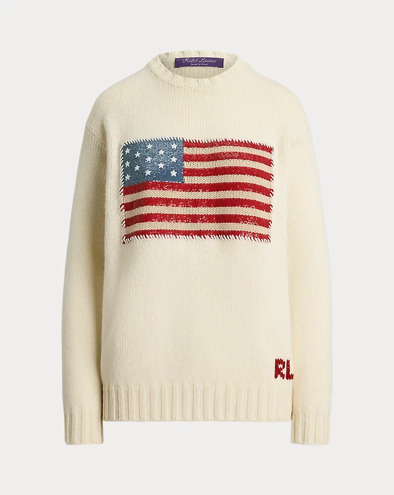 Embellished Cashmere Flag Sweater