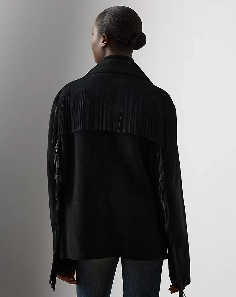 Perce Fringe-Trim Lamb-Suede Jacket