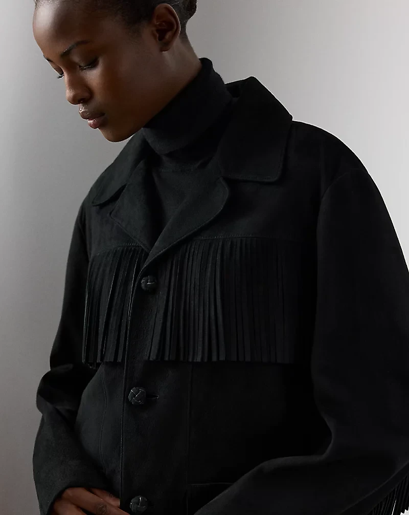 Perce Fringe-Trim Lamb-Suede Jacket