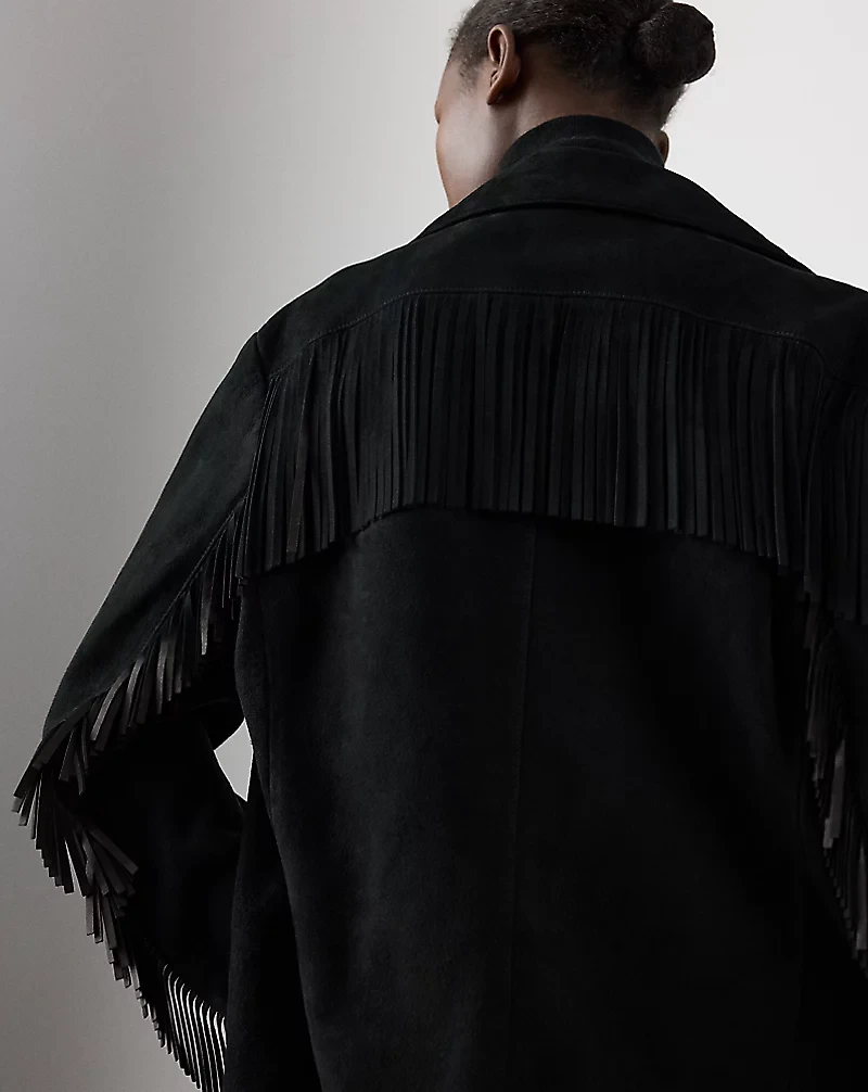 Perce Fringe-Trim Lamb-Suede Jacket