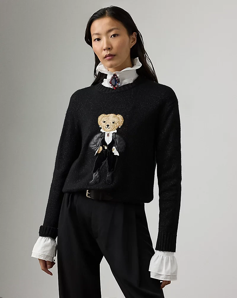 Holiday Polo Bear Metallic Sweater