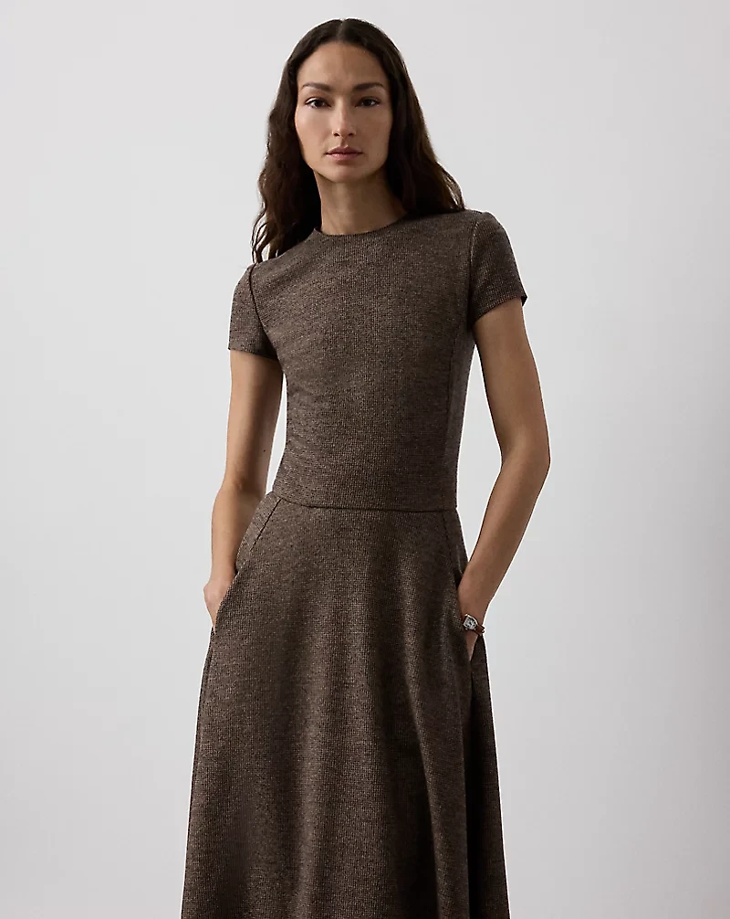 Margaret Tick-Weave Jersey Day Dress