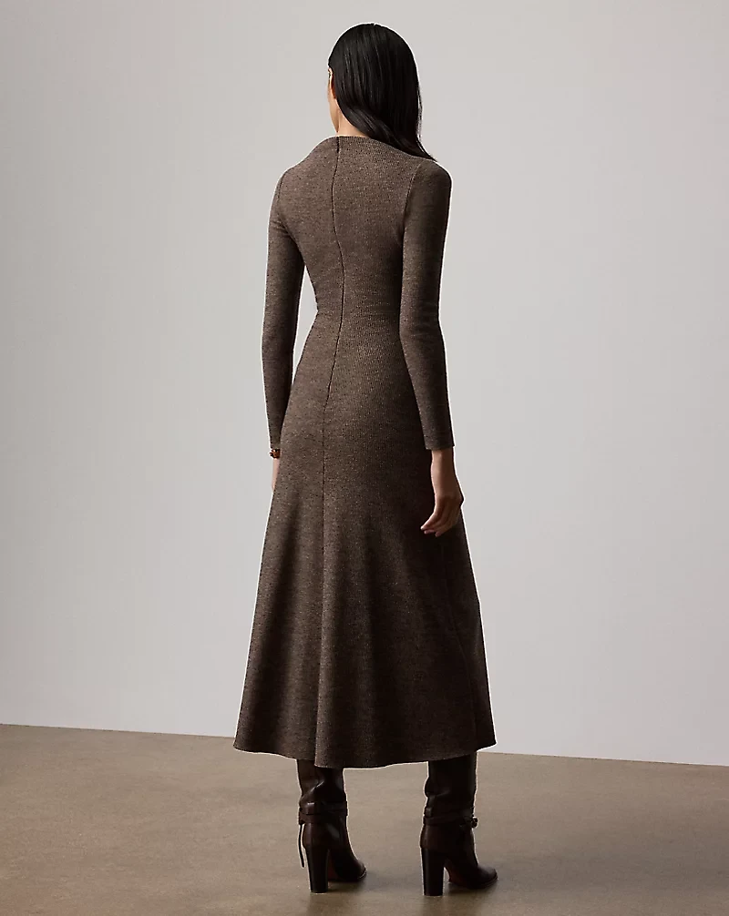 Nora Tick-Weave Wool Jersey Day Dress