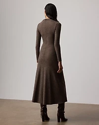 Nora Tick-Weave Wool Jersey Day Dress