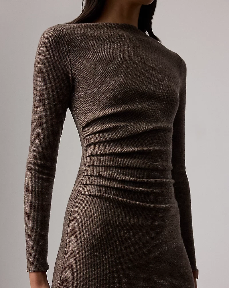 Nora Tick-Weave Wool Jersey Day Dress