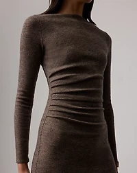 Nora Tick-Weave Wool Jersey Day Dress