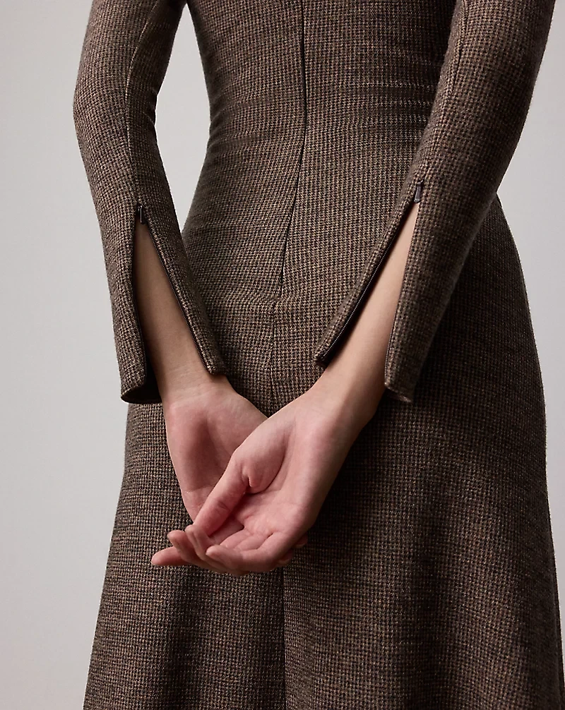 Nora Tick-Weave Wool Jersey Day Dress