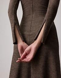 Nora Tick-Weave Wool Jersey Day Dress