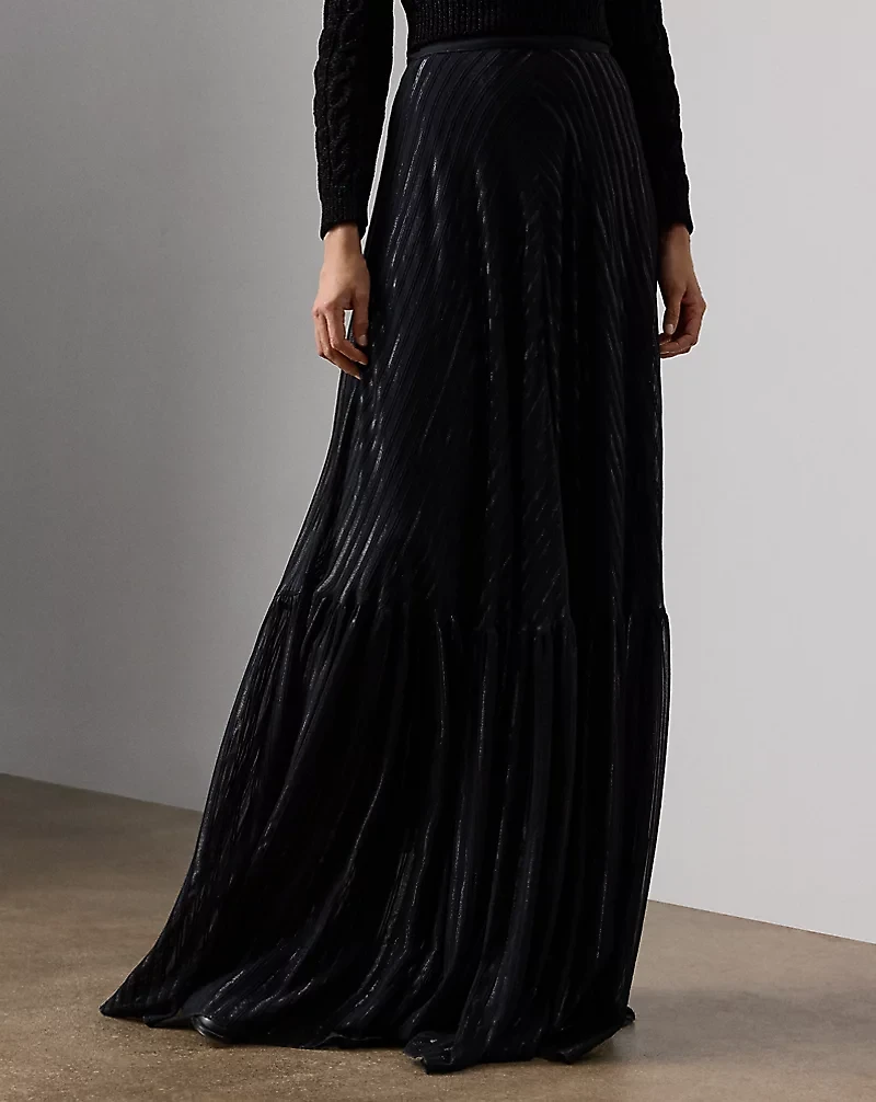 Carlita Striped Chiffon Maxiskirt