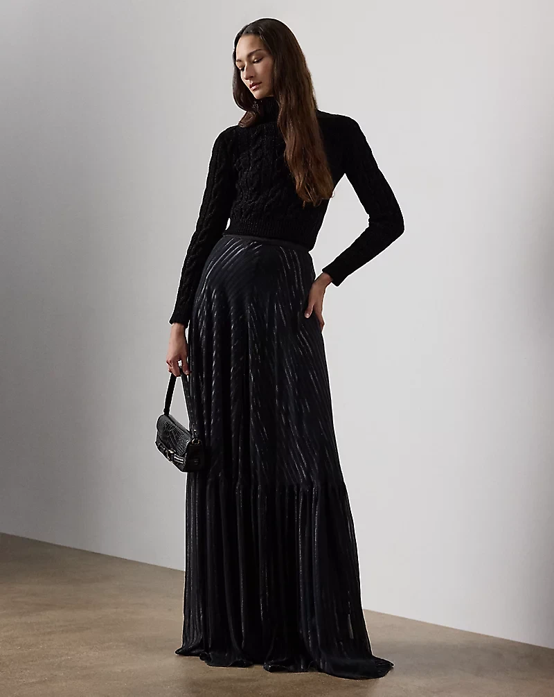 Carlita Striped Chiffon Maxiskirt