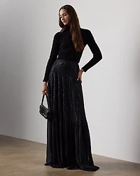 Carlita Striped Chiffon Maxiskirt