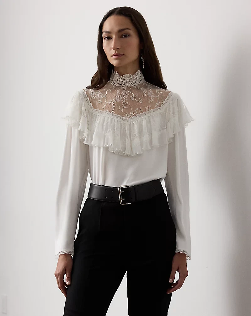 Alexandrea Crepe-Back-Satin Blouse