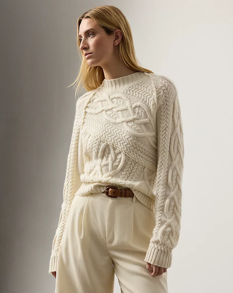 Cable-Knit Cashmere Crewneck Sweater