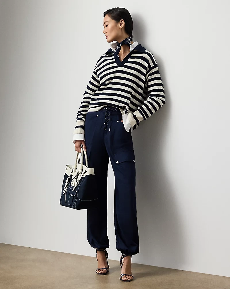 Striped Cashmere Polo Sweater