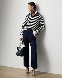Striped Cashmere Polo Sweater