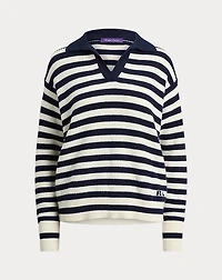 Striped Cashmere Polo Sweater