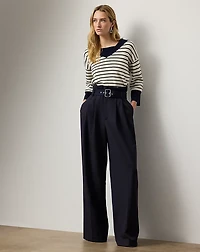 Sailor-Collar Striped Cashmere Sweater