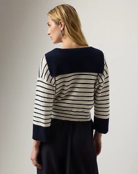 Sailor-Collar Striped Cashmere Sweater