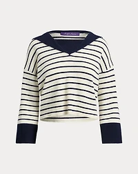 Sailor-Collar Striped Cashmere Sweater