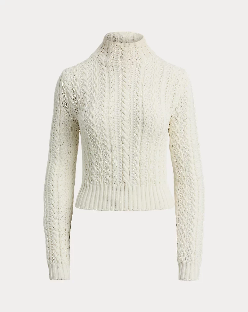 Cotton-Silk Funnelneck Sweater