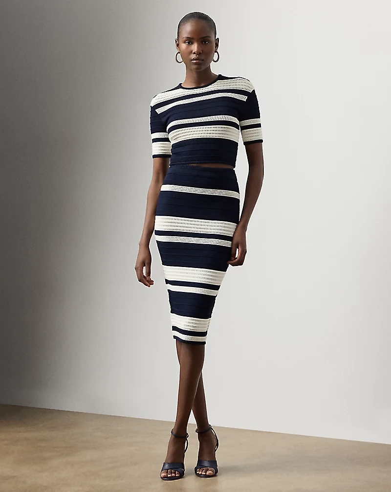 Ferris Striped Textured Pencil Skirt