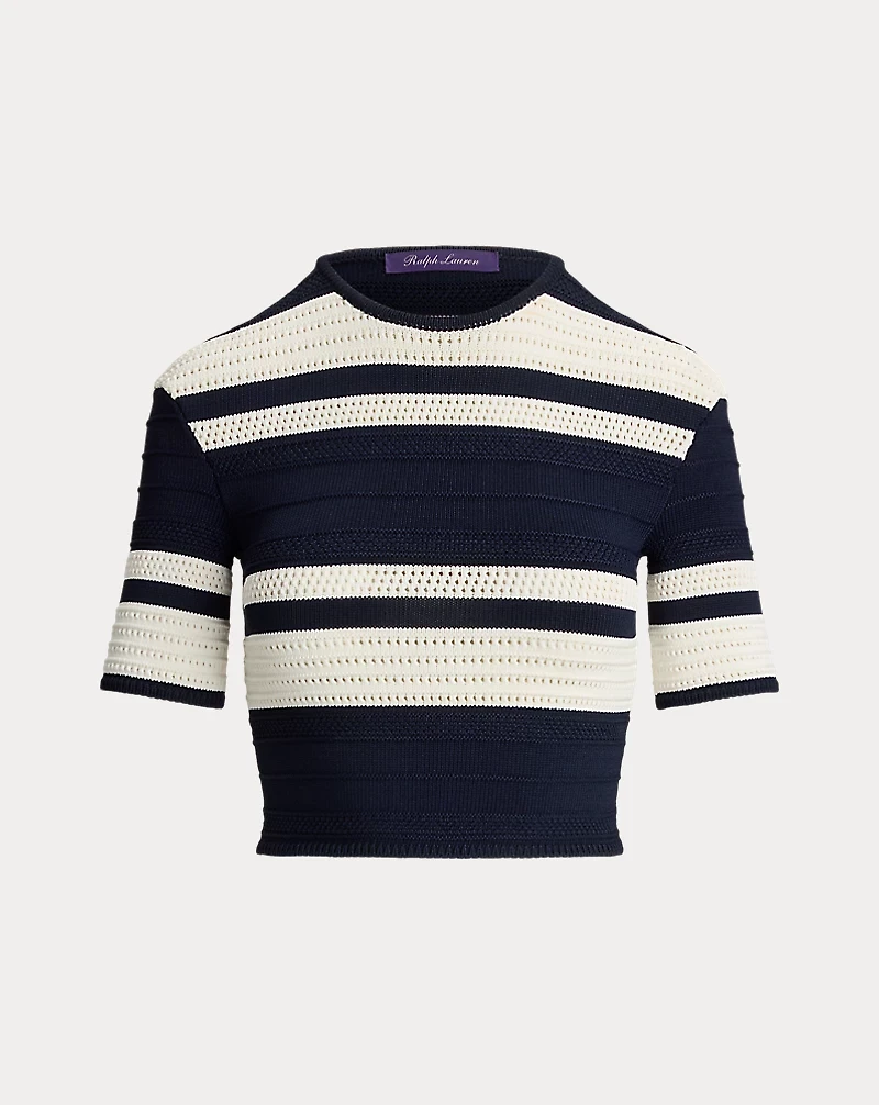 Striped Textured Cropped Sweater