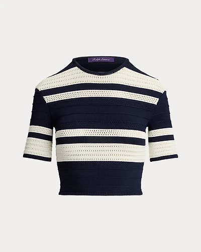 Striped Textured Cropped Sweater