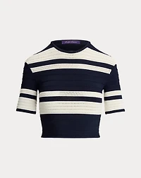 Striped Textured Cropped Sweater