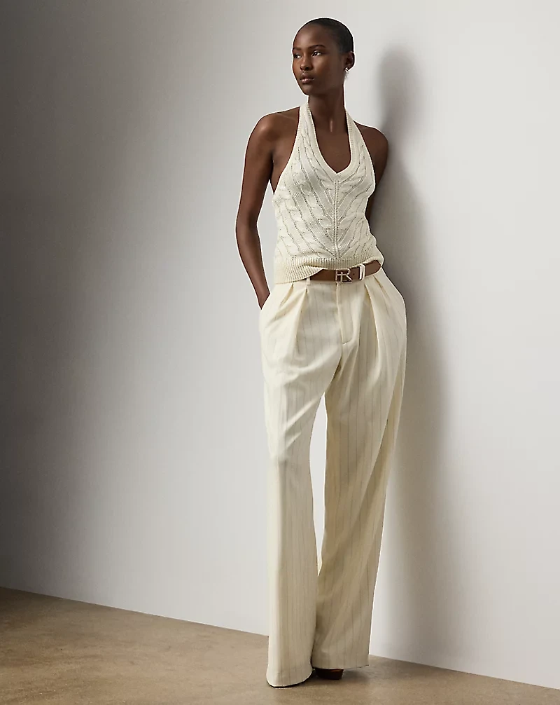 Cable-Knit Silk Halter Sweater