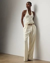 Cable-Knit Silk Halter Sweater