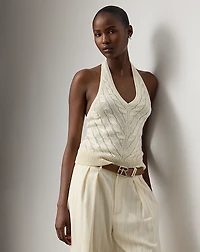 Cable-Knit Silk Halter Sweater