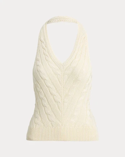 Cable-Knit Silk Halter Sweater