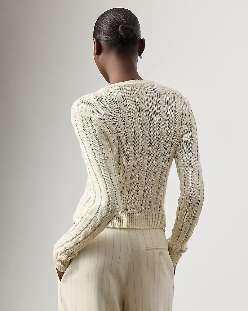 Cable-Knit Silk Cropped Cardigan